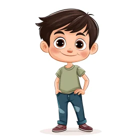 Smiling Boy Cartoon Character Art