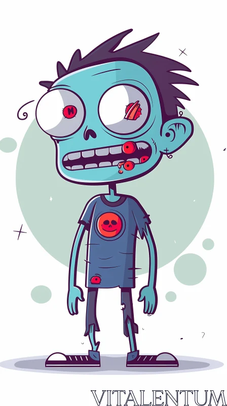 AI ART Funny Cartoon Zombie Boy - Ideal for Digital Use