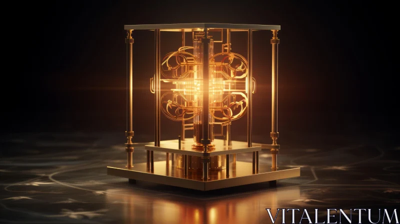 AI ART Golden Clock with Metal Parts - Enchanting Lighting - Scientific Diagrams