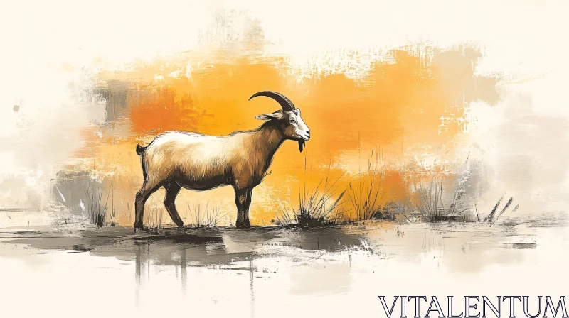 AI ART Wildlife Goat Painting