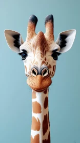 Giraffe Close-Up Against Blue