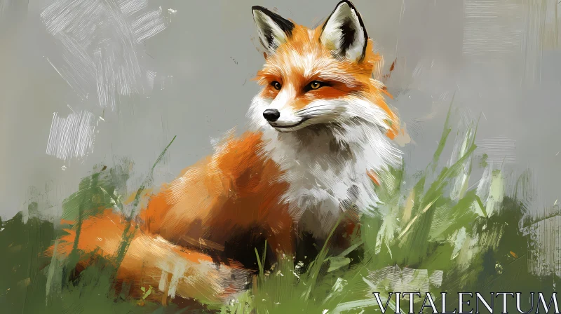 Artistic Representation of a Fox in Nature AI Image