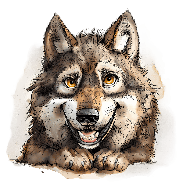 Smiling Wolf Art for Apparel