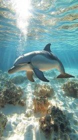 Dolphin Gliding in Sunlit Ocean