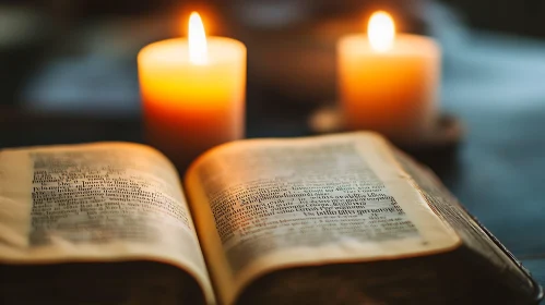 Illuminated Text: Vintage Book by Candlelight