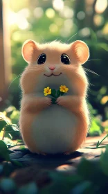 Charming Hamster with Flowers