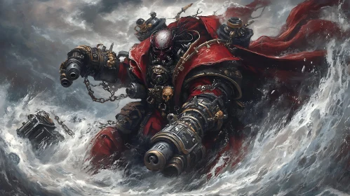 Armored Warrior in Stormy Waters