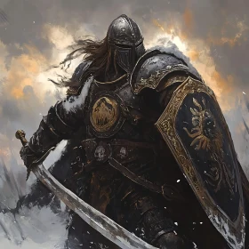 Fantasy Warrior in Battle Stance