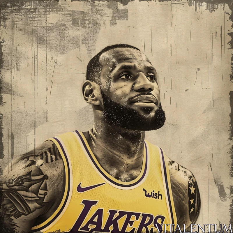 AI ART Textured Art of LeBron James