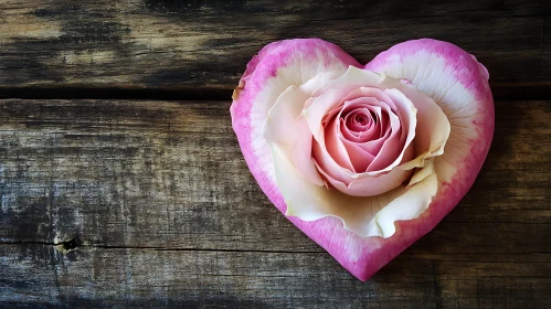 Floral Heart on Wooden Table