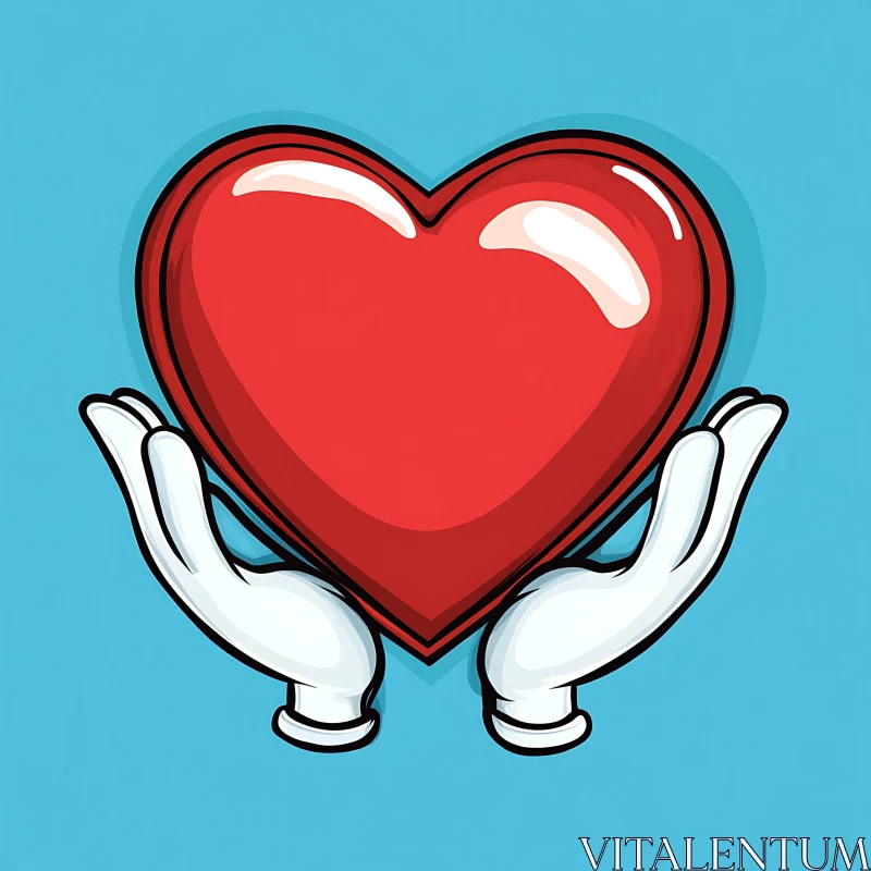 Cartoon Heart Held with Love AI Image