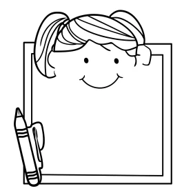 Smiling Girl and Crayon Frame Design