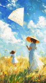 Whimsical Kite Flight Painting