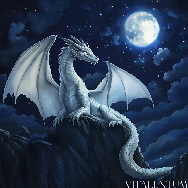 AI ART Dragon on a Cliff at Night