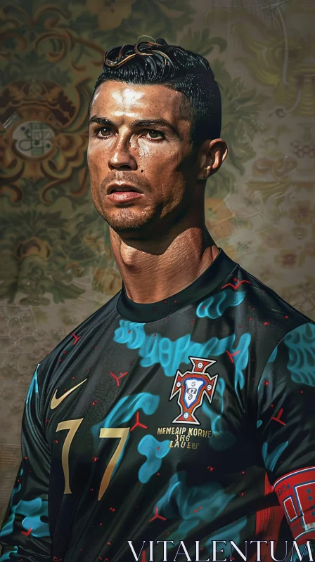 Cristiano Ronaldo Focused Portrait AI Image