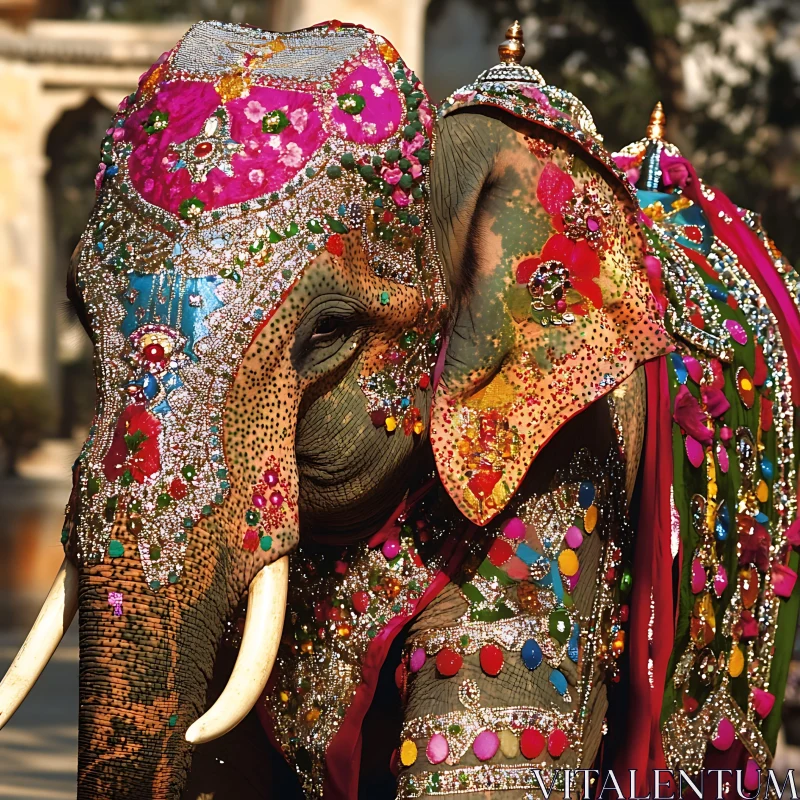 AI ART Decorated Elephant for Indian Celebration