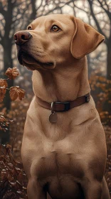 Dog Among Autumn Leaves