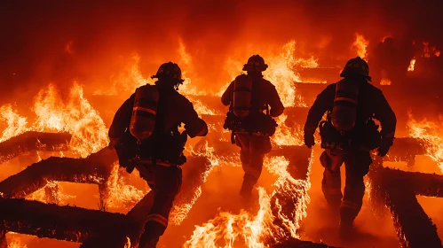 Brave Firefighters Amidst Raging Inferno