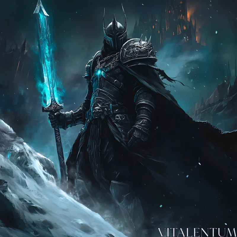 Fantasy Warrior in Dark Armor AI Image