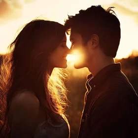 Golden Hour Embrace: Couple in Silhouette