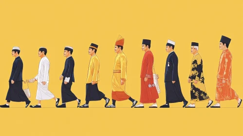 Line of Men in Cultural Dress