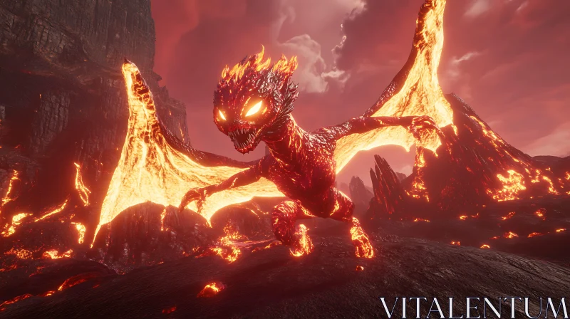 AI ART Lava Dragon Rising