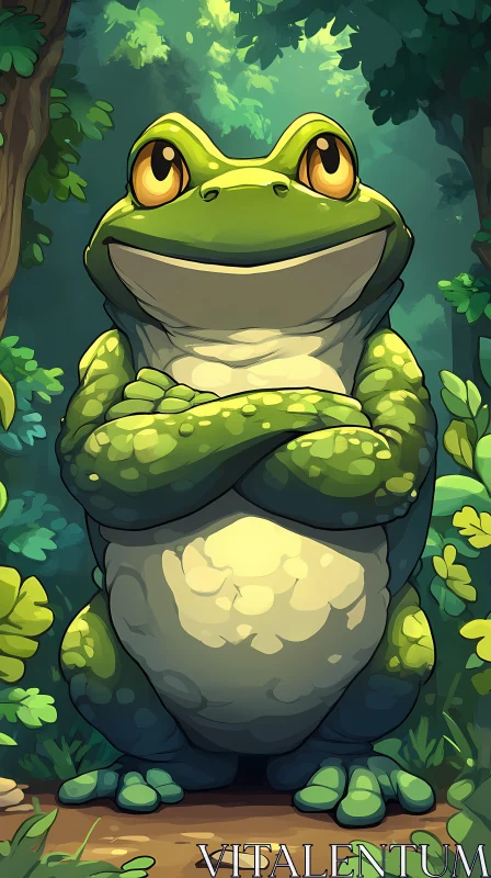 Cartoon Frog Illustration AI Image