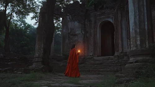 Red Cloak in Ancient Architecture