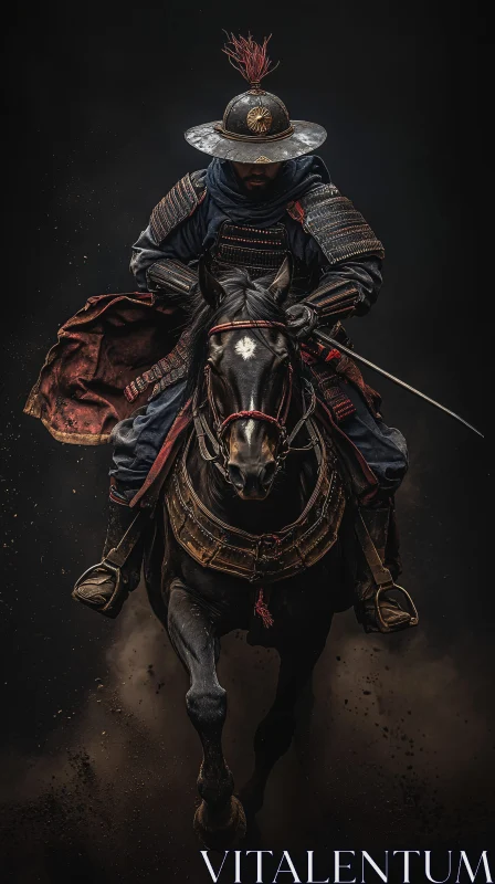 AI ART Equestrian Warrior in Dark Setting