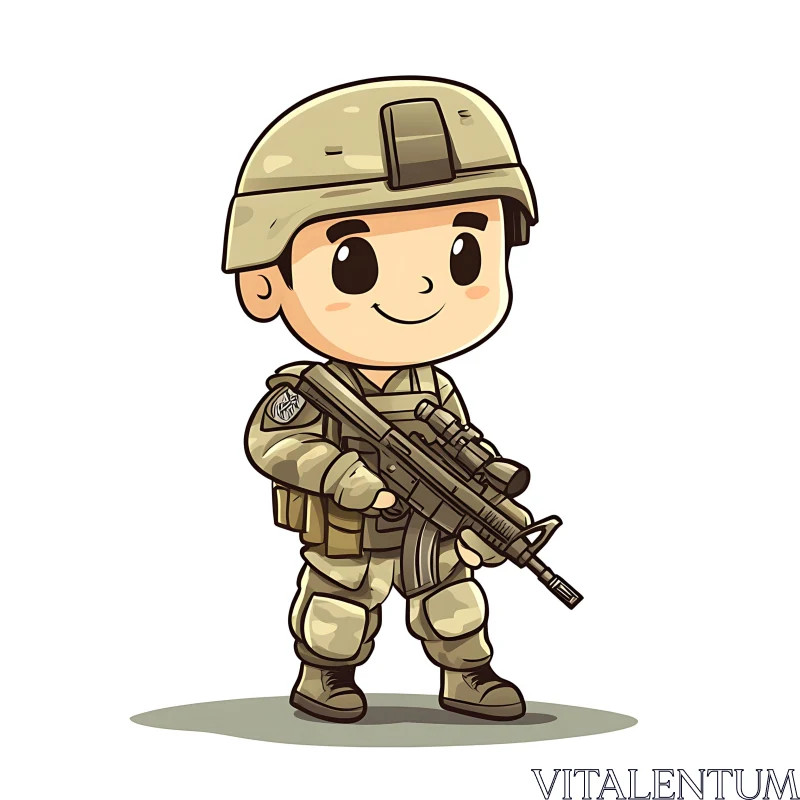 AI ART Smiling Cartoon Soldier Illustration