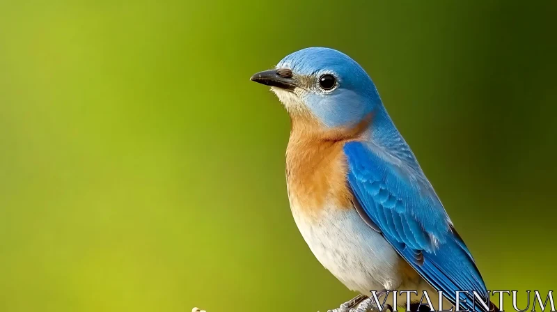 Vivid Bluebird on Green Background AI Image