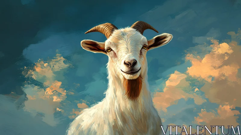 Whimsical Goat Painting AI Image