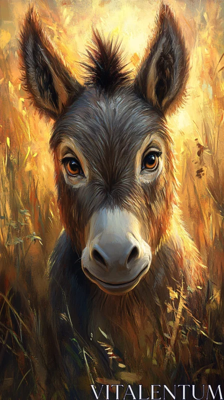 Sunlit Donkey Art Portrait AI Image