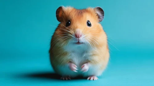 Adorable Hamster Against Teal