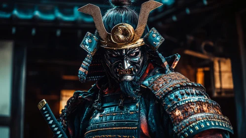 Armored Samurai Warrior Portrait