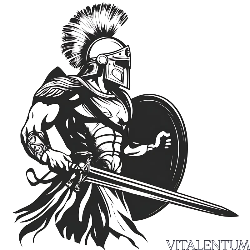 AI ART Spartan Warrior with Sword and Shield