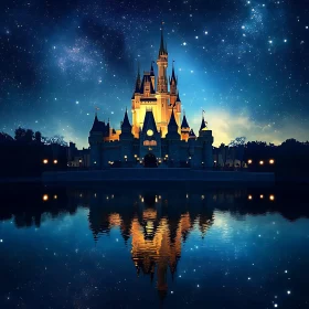 Nighttime Castle Reflection