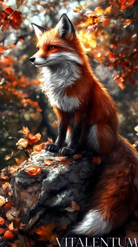 Autumnal Forest Fox AI Image