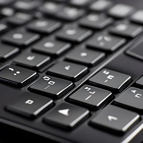 Detailed View of a Black Typing Keyboard