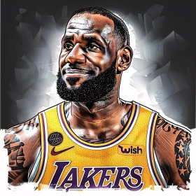 LeBron James Lakers Portrait Illustration