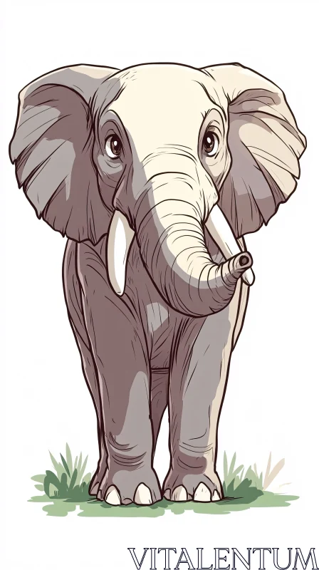 AI ART Illustrated Elephant Cartoon