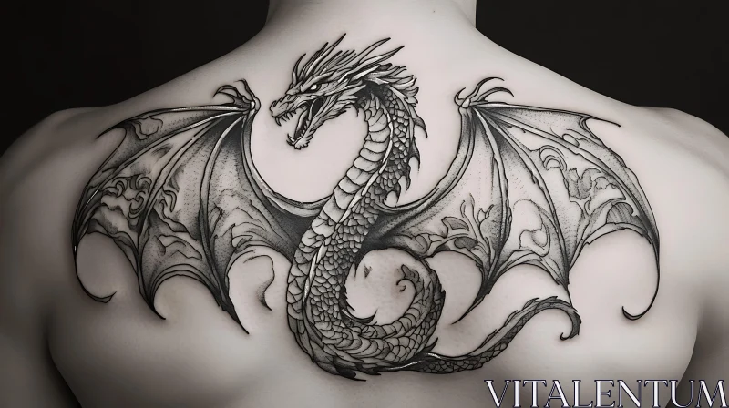 AI ART Back Tattoo with Dragon Design