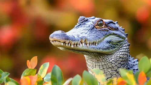 Alligator and Autumn Foliage