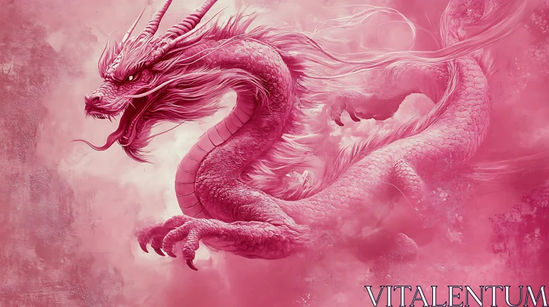 Fantasy Pink Dragon Serpentine Art AI Image