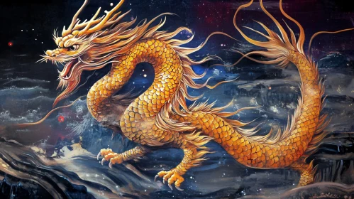 Mythical Golden Dragon Art