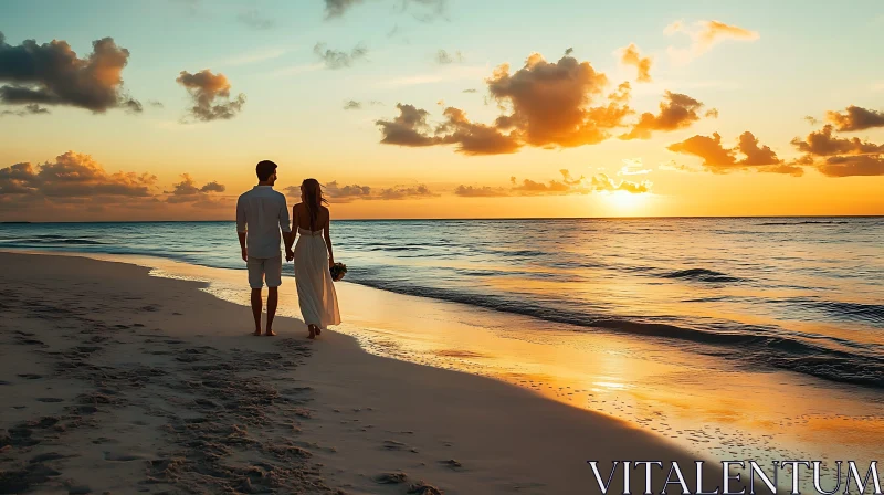 AI ART Couple's Evening Stroll by the Sea