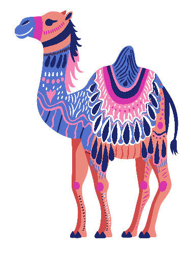 POD Design Colorful Patterned Camel Vector Illustration