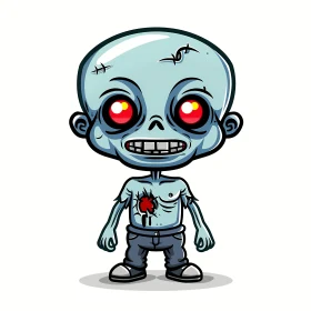 Comical Cartoon Zombie Boy Illustration