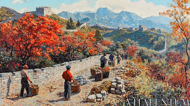 Autumn at the Great Wall AI Image