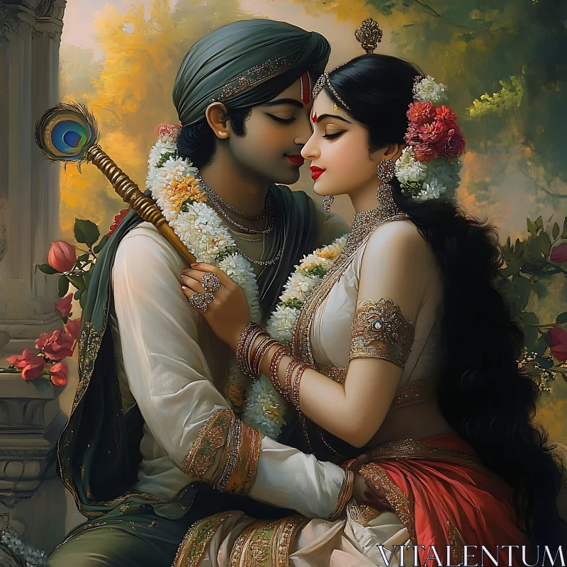 AI ART Romantic Couple in Traditional Attire